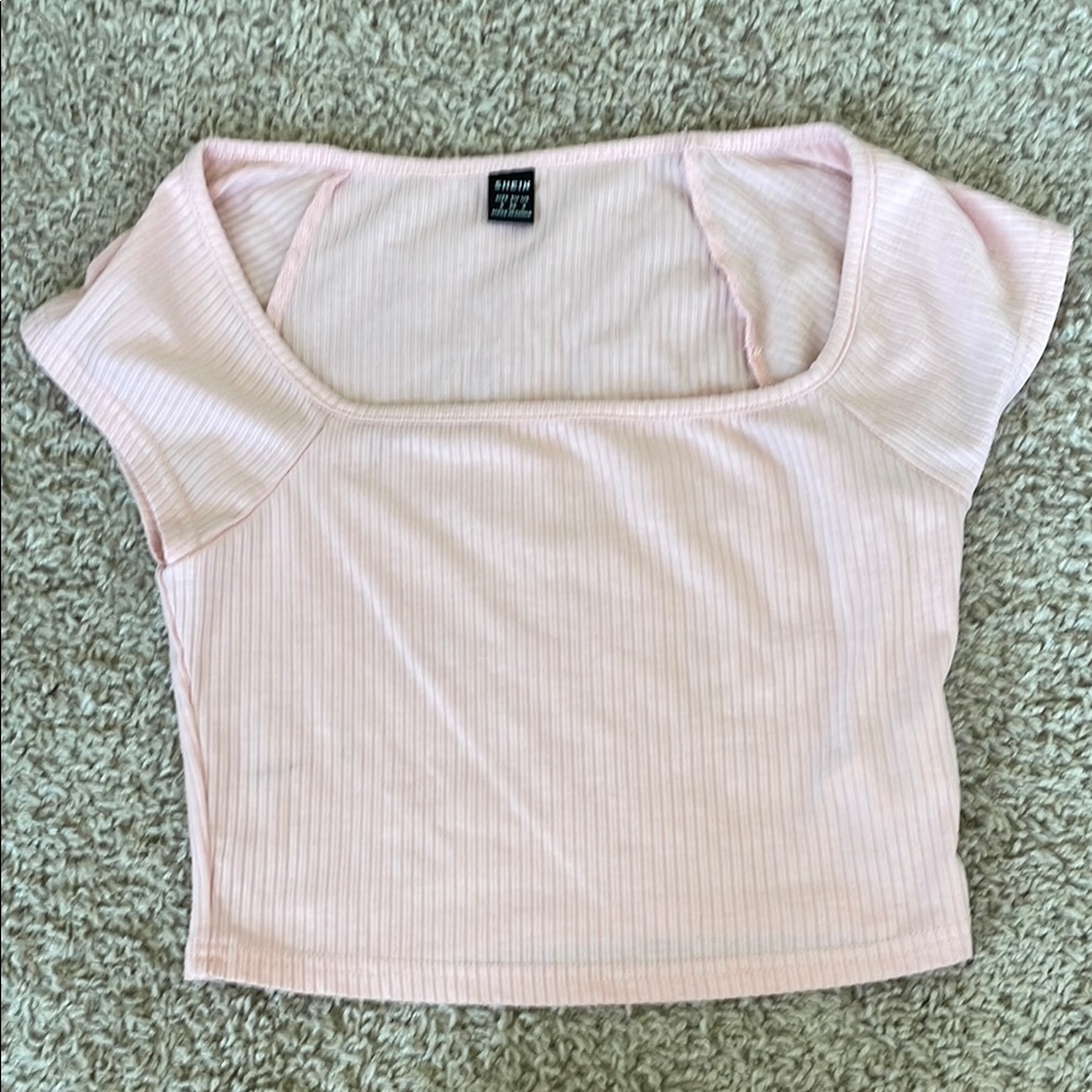 SHEIN Pink Ribbed Crop Top